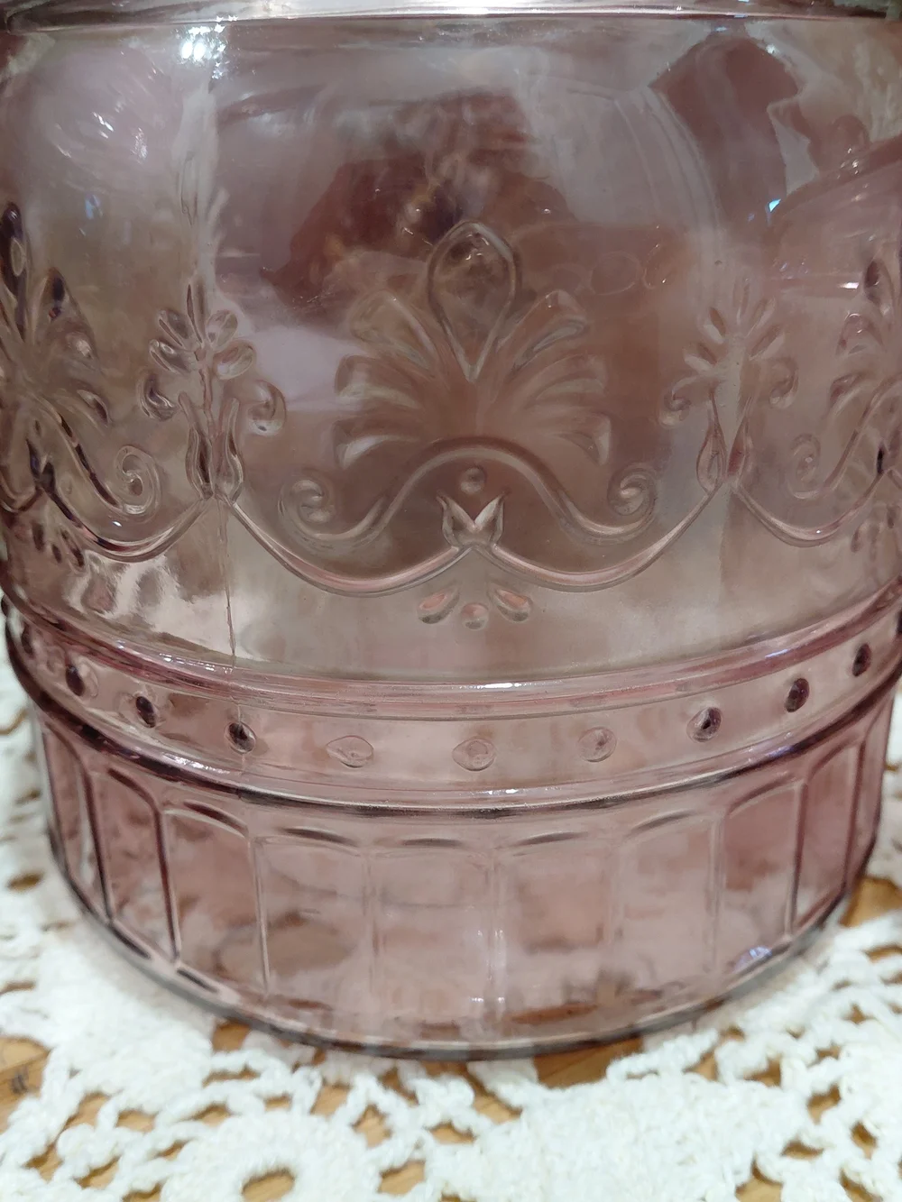 The Pioneer Woman Pink Embossed Glass Storage Canister with Lid